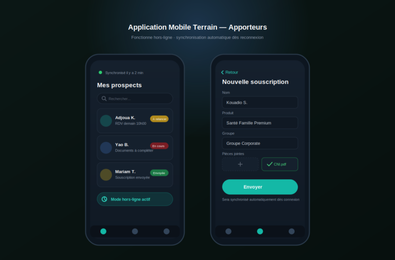 Application Mobile Terrain pour un Courtier Gestionnaire en Assurance Santé